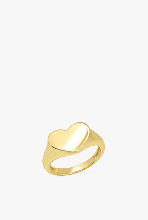Gold Smushed Heart Pinky Ring