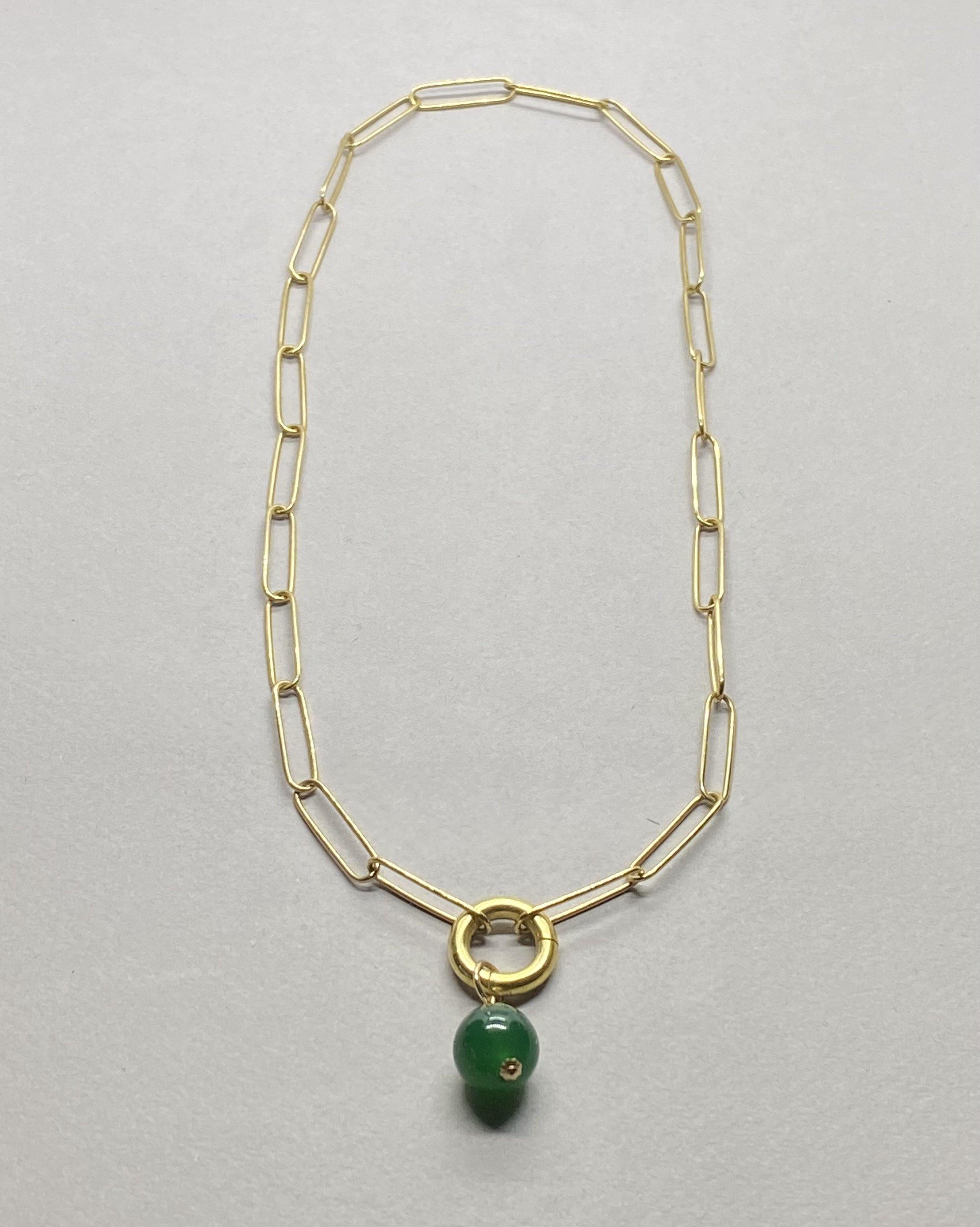 PAPER CLIP CHAIN WITH AGATE REMOVABLE PENDANT