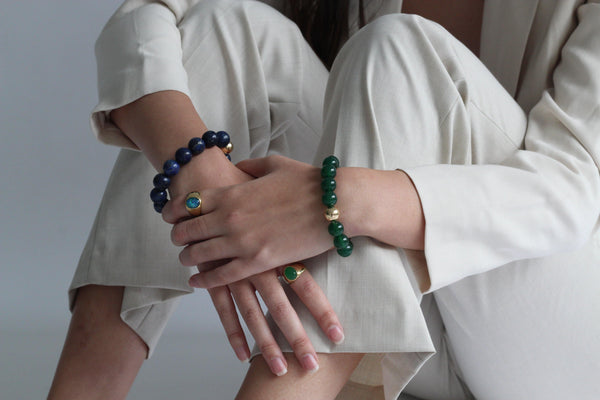 LAPIS + GOLD BEAD BRACELET