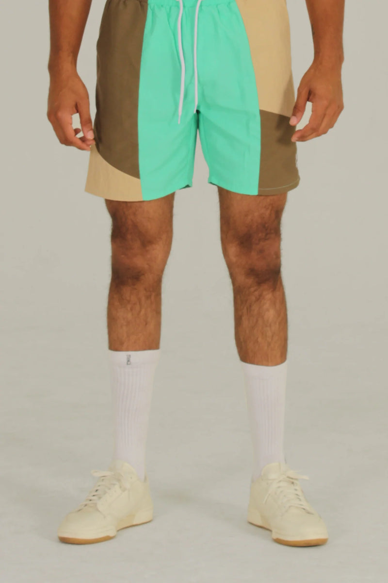 Gaston Paneled Jogger Short in Seafoam