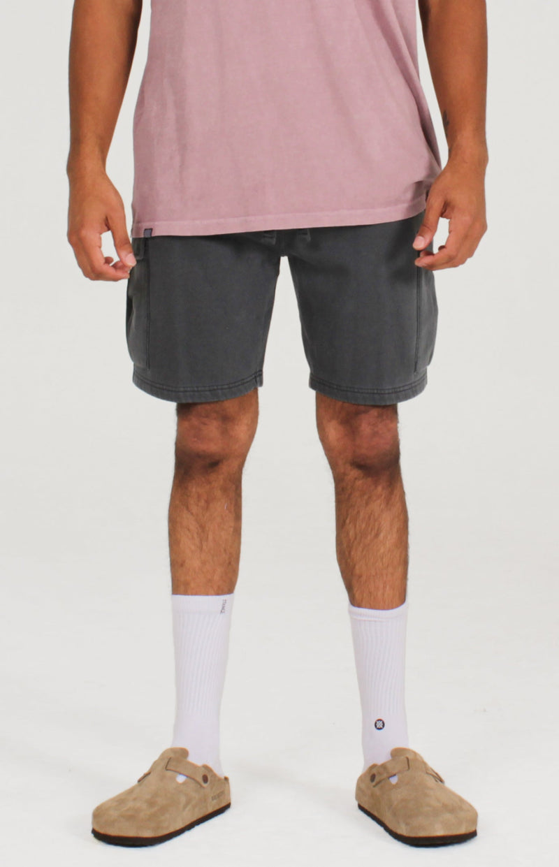 Wake Pigment Dyed Cargo Short in Black