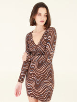 Leona Dress in Brown Waves