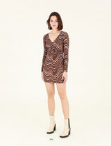 Leona Dress in Brown Waves