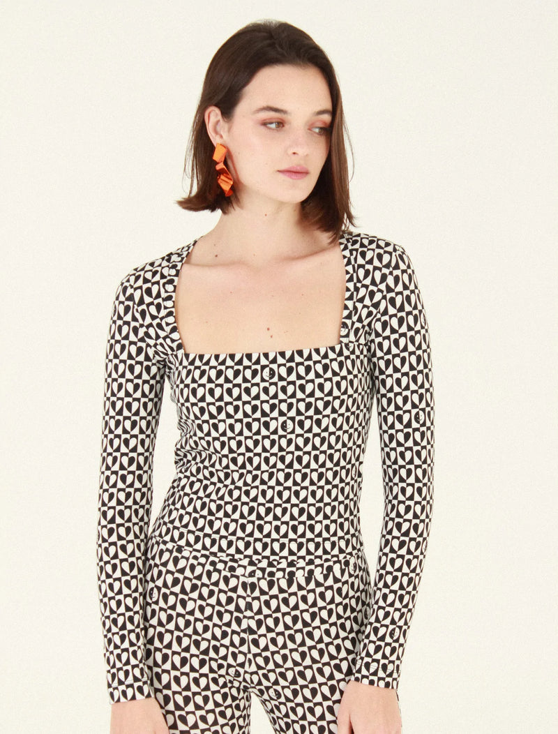 Lua Top in Black Hearts