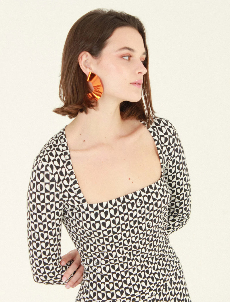 Lua Top in Black Hearts