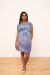 Laguna Silk Shift Dress in Petal Design (Cool)