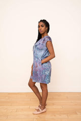 Laguna Silk Shift Dress in Petal Design (Cool)