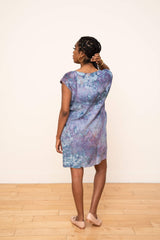 Laguna Silk Shift Dress in Petal Design (Cool)