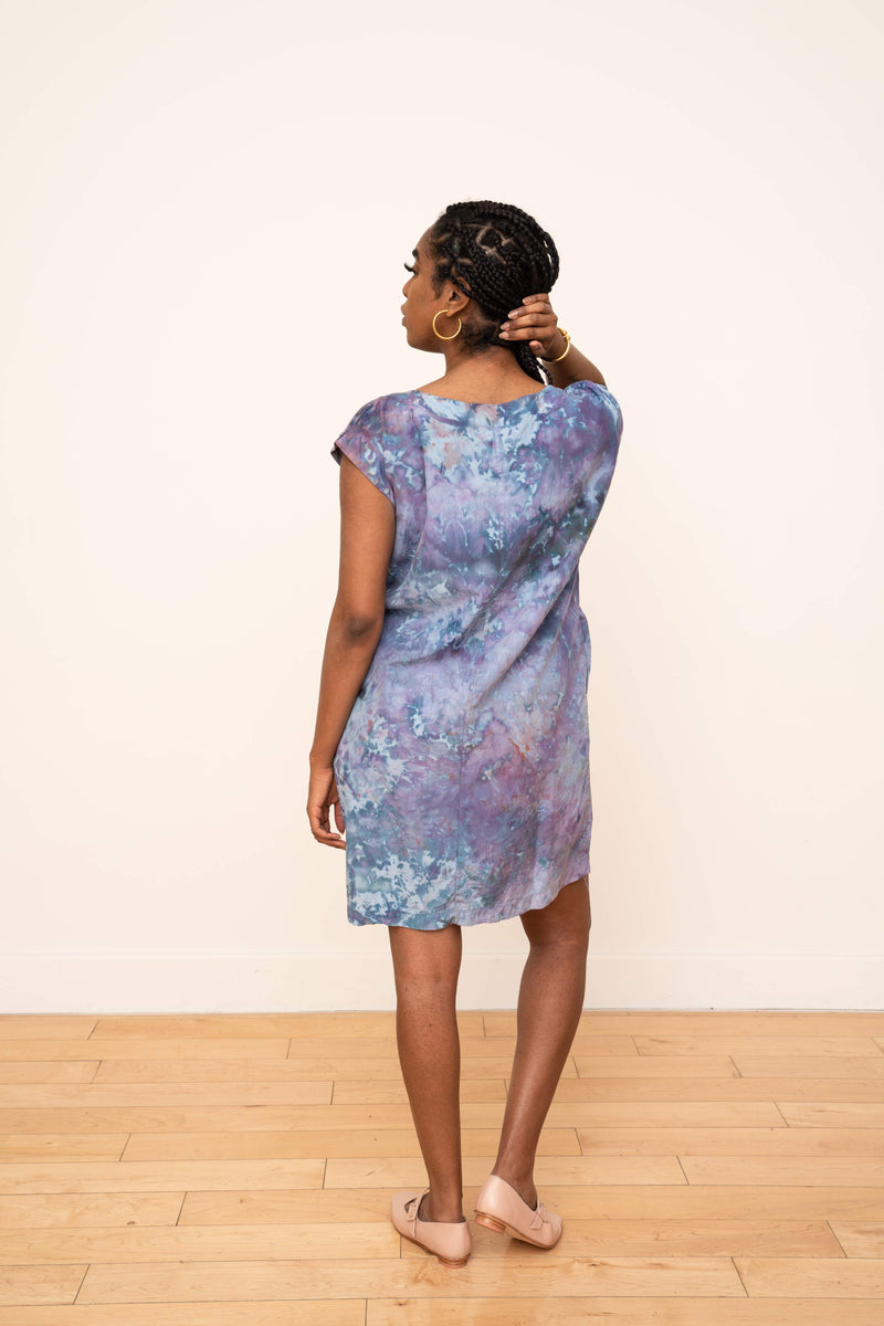 Laguna Silk Shift Dress in Petal Design (Cool)