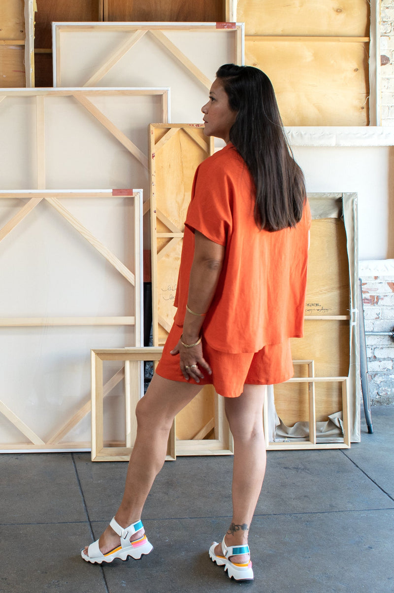 Solid Eddy Shirt Top - Persimmon