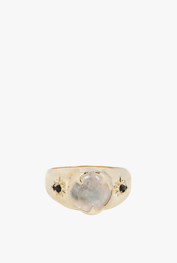 Luna Signet in Moonstone/Black Spinel