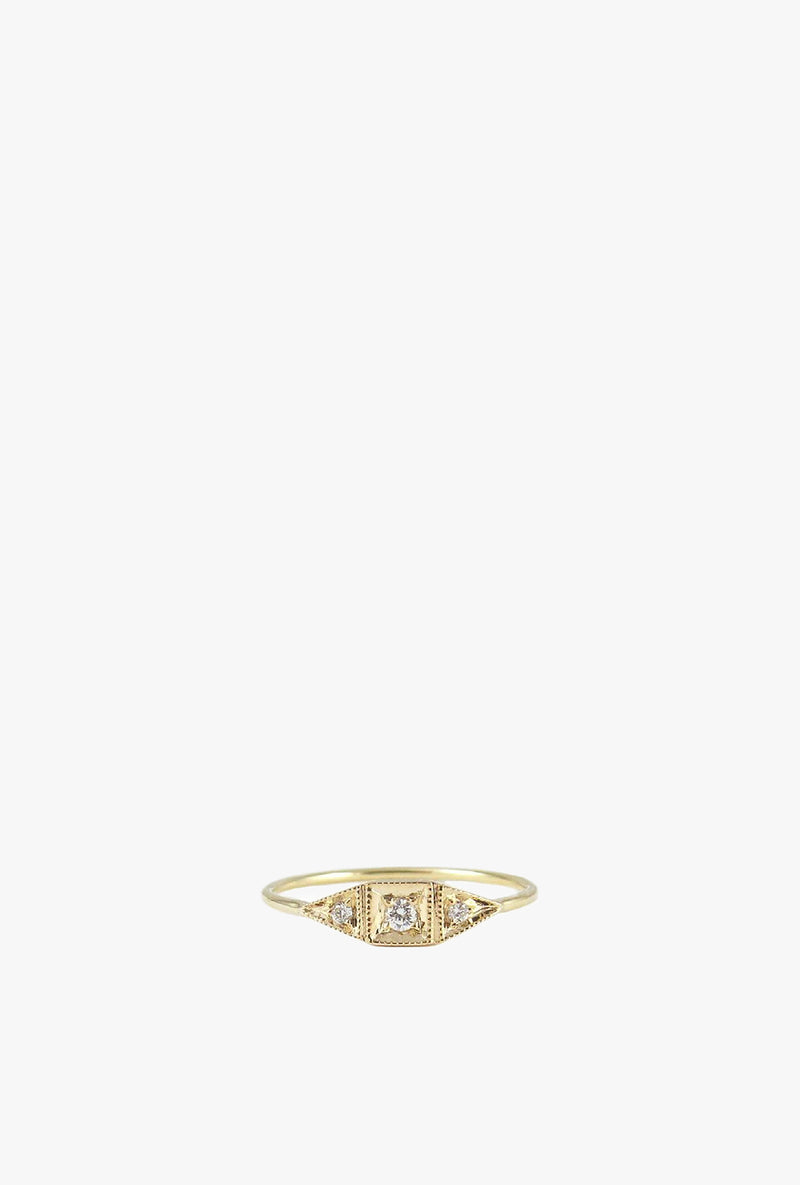 Mini Deco Point Ring - White Diamond