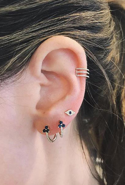 Mini Diamond Evil Eye Stud Earring - Single