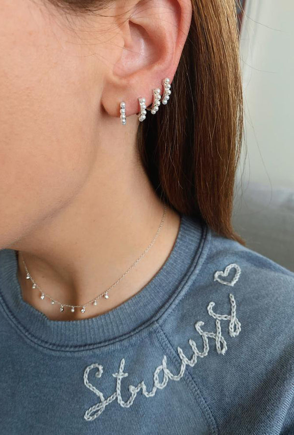 Mini Pearl Huggie Earrings