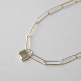 ROUND LINK PAPER CLIP NECKLACE WITH PADLOCK
