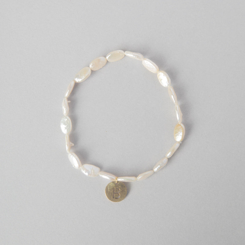 FRESH WATER PEARL ANKLET WITH PERSONALIZED DISK INITIAL