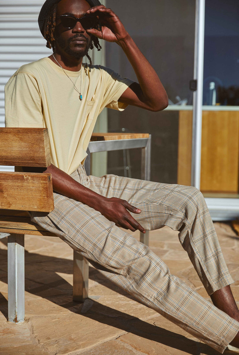 Downtown Check Pants in Bone