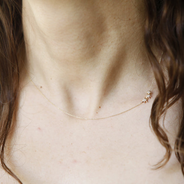 Pave Tri Shooting Star Necklace