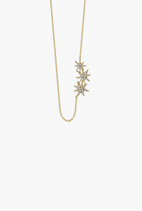 Pave Tri Shooting Star Necklace