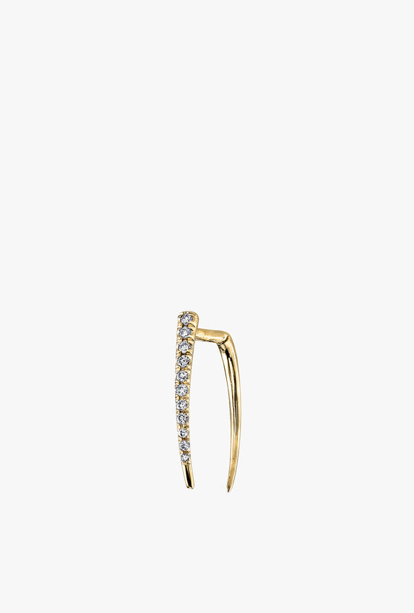 Pave Infinite Tusk Earring Single in Yellow Gold with White Diamond