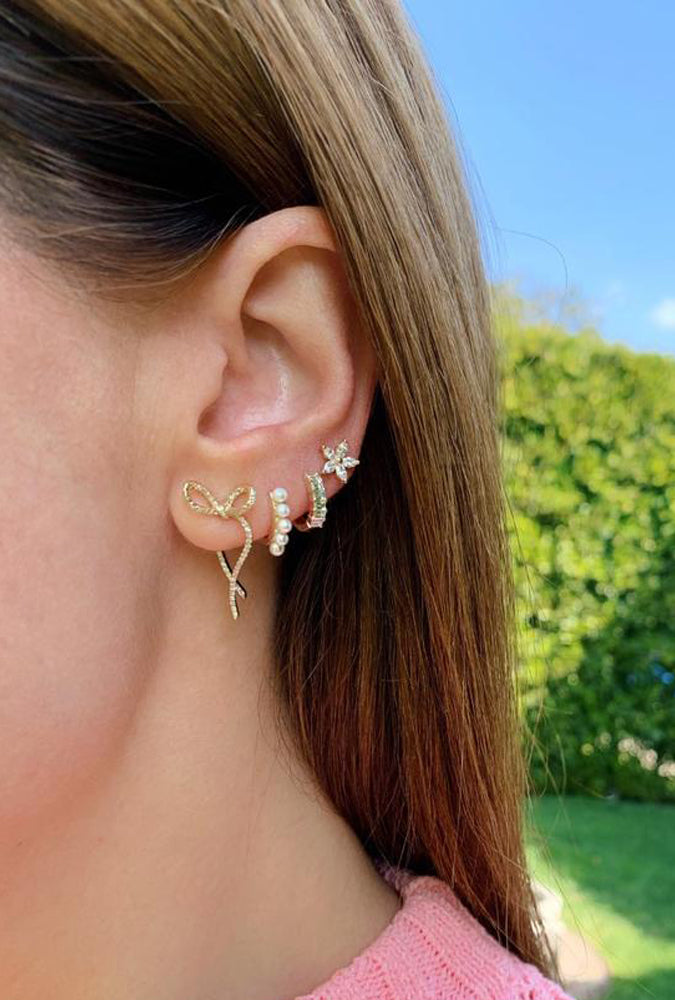 Prong Set Diamond Baguette Huggie Earrings