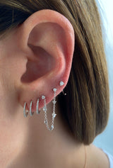Diamond Double Stud Prong Set Chain Earring