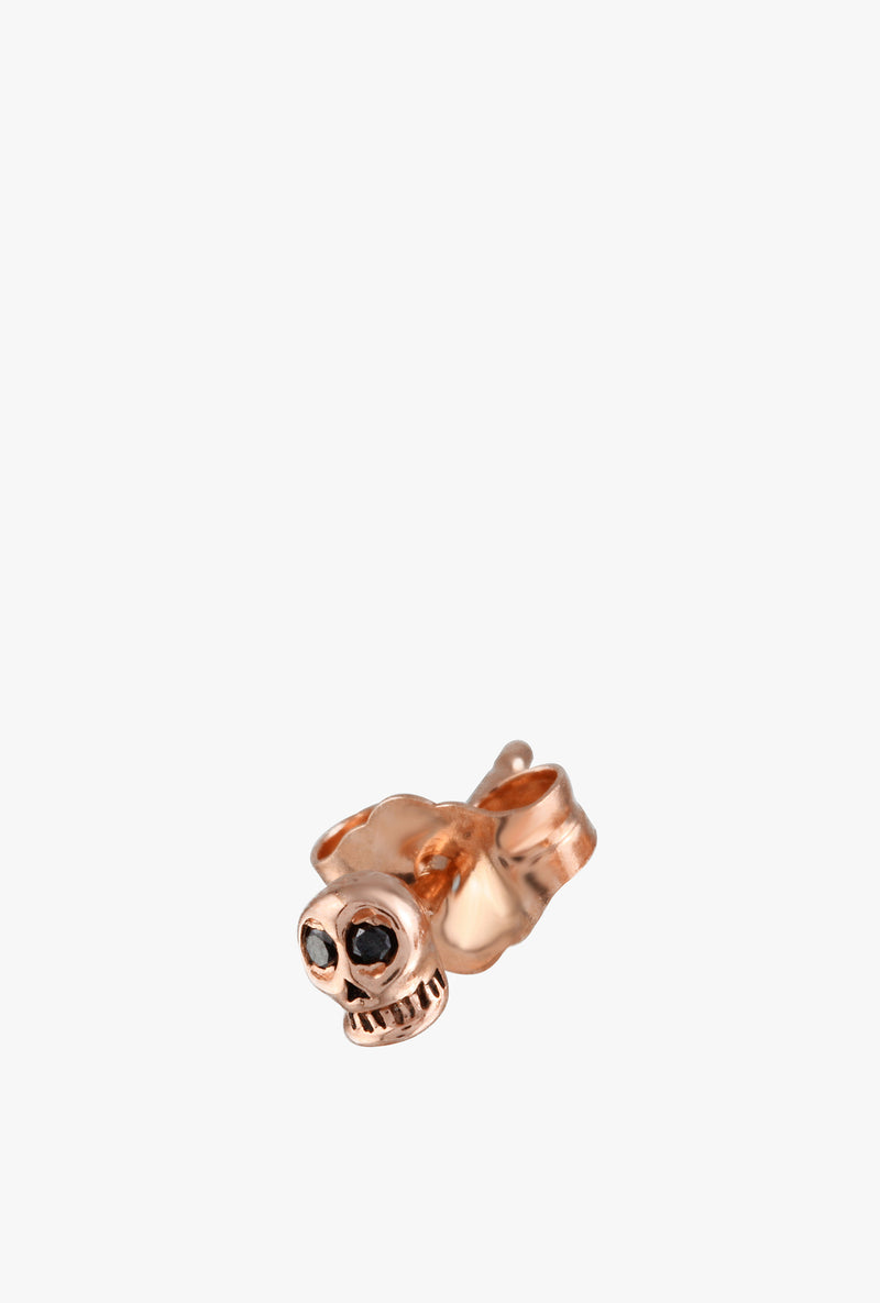 Skull with Black Diamond Eyes Stud