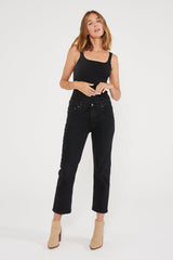 Rae Mid Rise Straight - Onyx