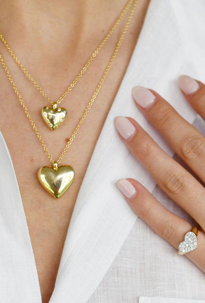 Reversible Diamond and Gold Heart Necklace