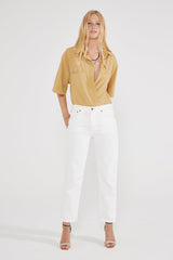 Rhea Mid Rise Crop - Vintage White