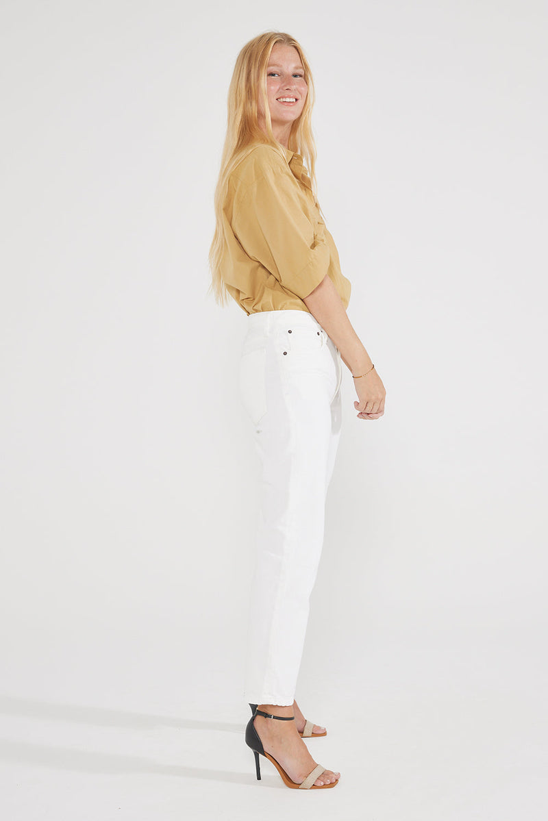 Rhea Mid Rise Crop - Vintage White