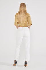 Rhea Mid Rise Crop - Vintage White
