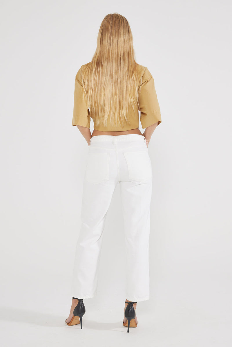 Rhea Mid Rise Crop - Vintage White