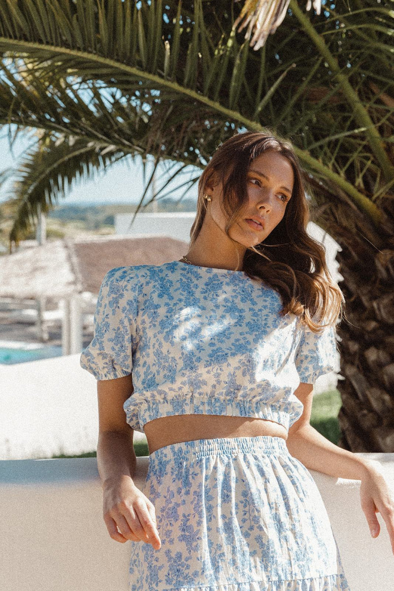 Fauna Floral Top in Ivory