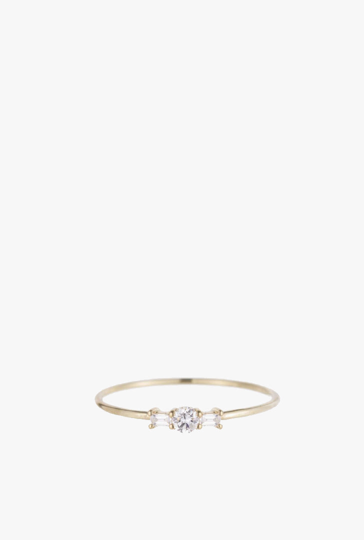 Round Diamond Baguette Whisper Ring