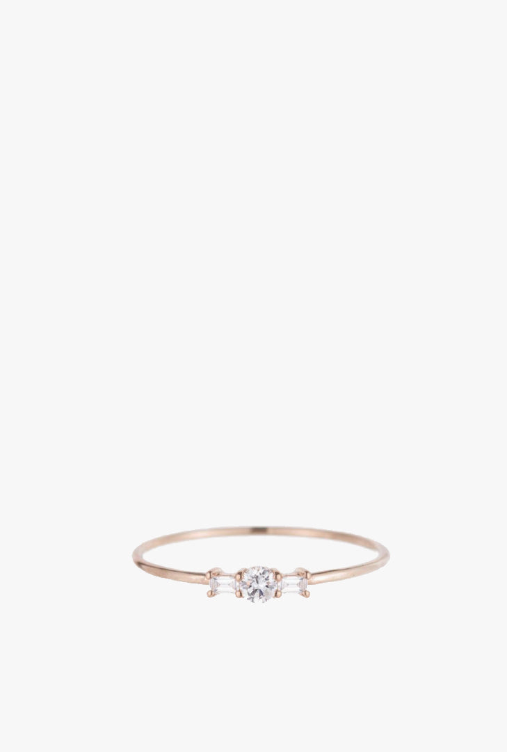 Round Diamond Baguette Whisper Ring