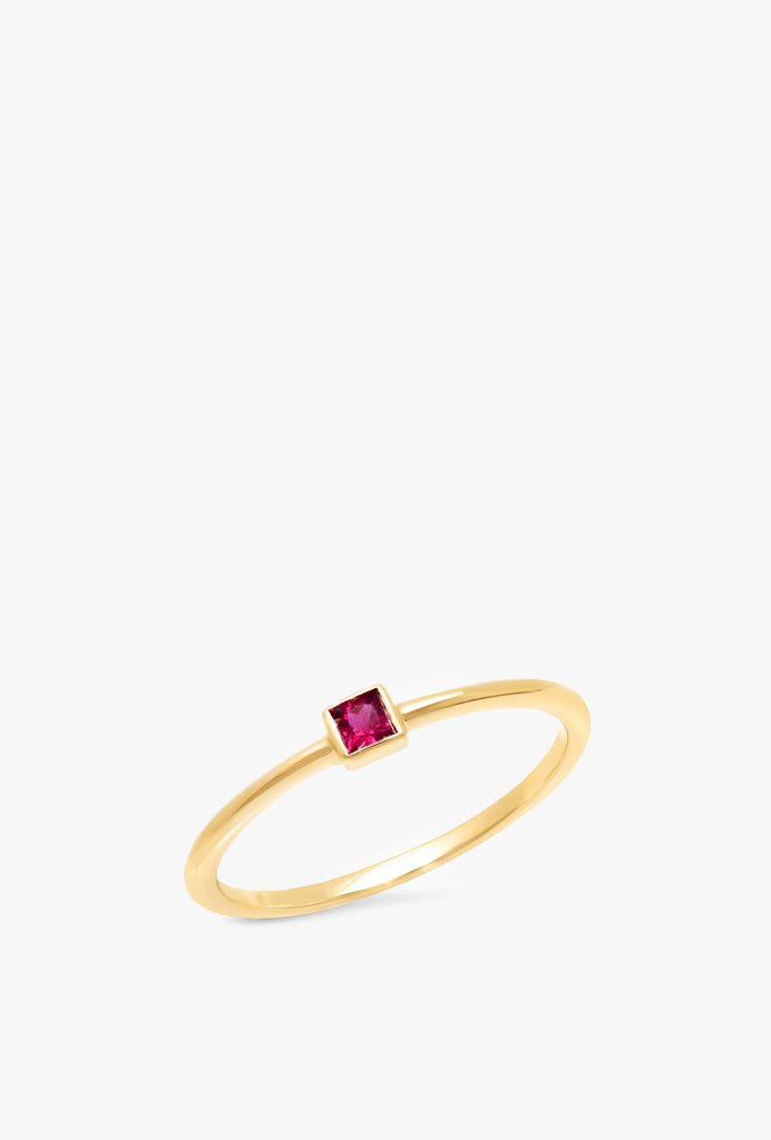 Ruby Princess Cut Pinky Ring