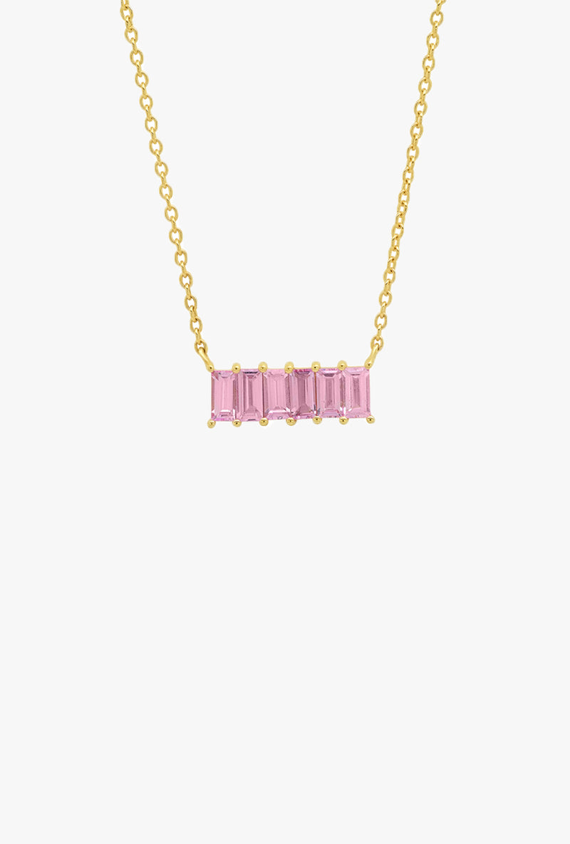 Pink Sapphire Baguette Staple Necklace