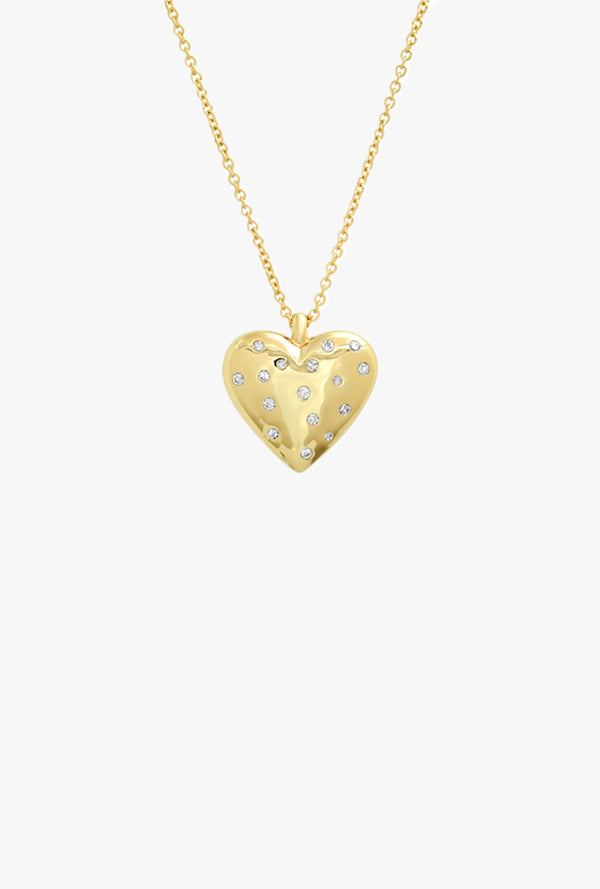 Small Reversible Diamond and Gold Heart Necklace