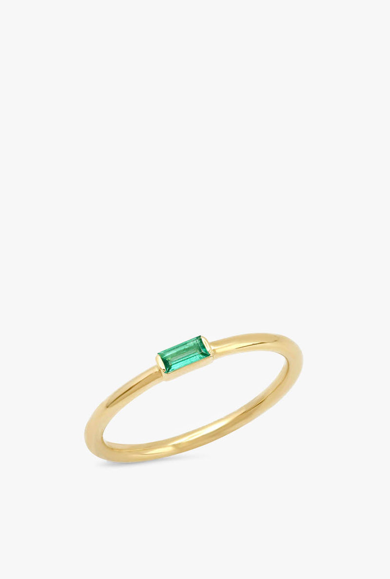 Emerald Baguette Solitare Ring
