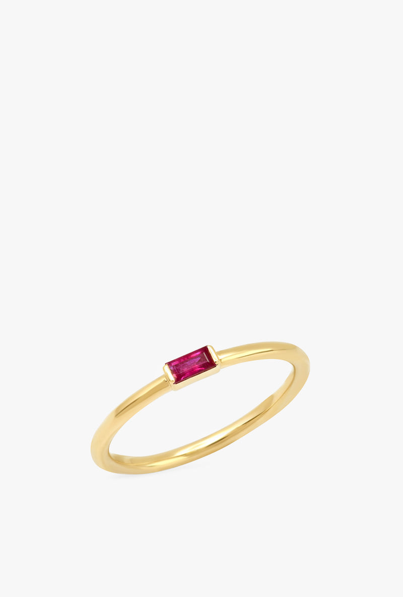 Ruby Baguette Solitare Ring