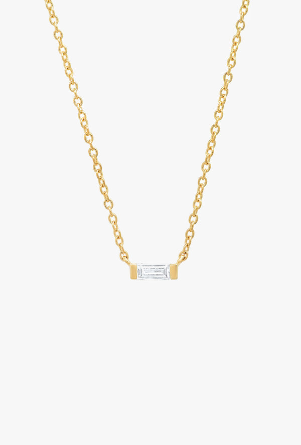 Solitaire Diamond Baguette Necklace