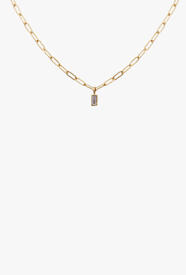 Square Link Diamond Baguette Necklace