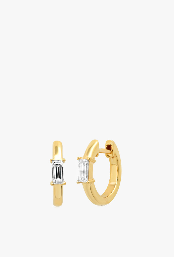 Stationary Diamond Baguette Huggie