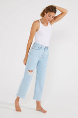 Tyler Straight Crop - Blue Mist