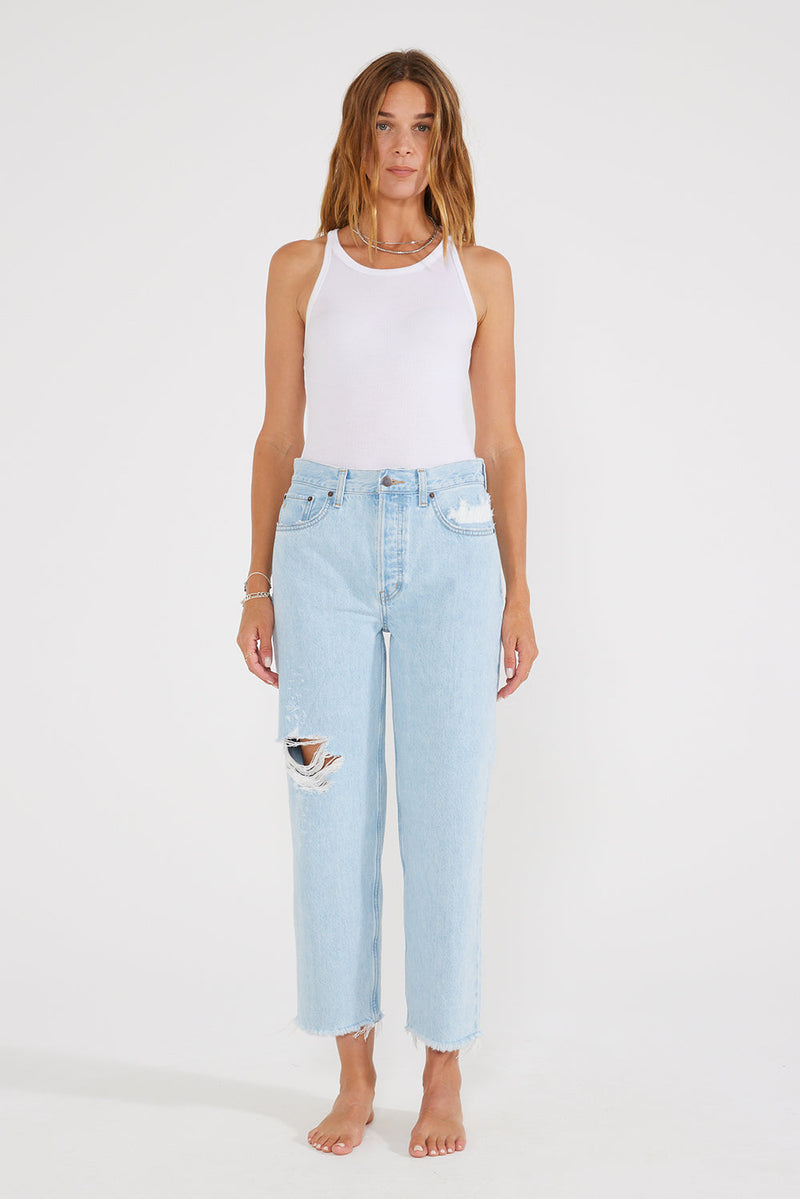 Tyler Straight Crop - Blue Mist
