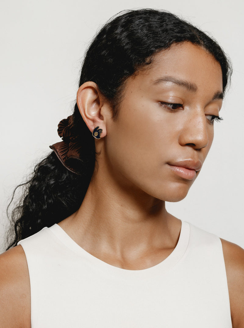 Fiona Earrings in Navy and Gold