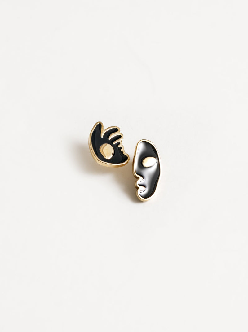 Fiona Earrings in Navy and Gold