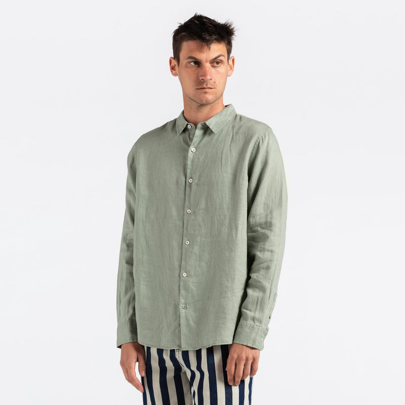 Hastings Linen L/S Woven Shirt in Leaf