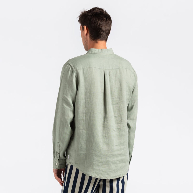 Hastings Linen L/S Woven Shirt in Leaf